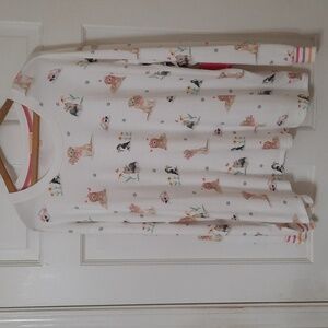 PJ Salvage White Dog Print Long Sleeve Pajama Top